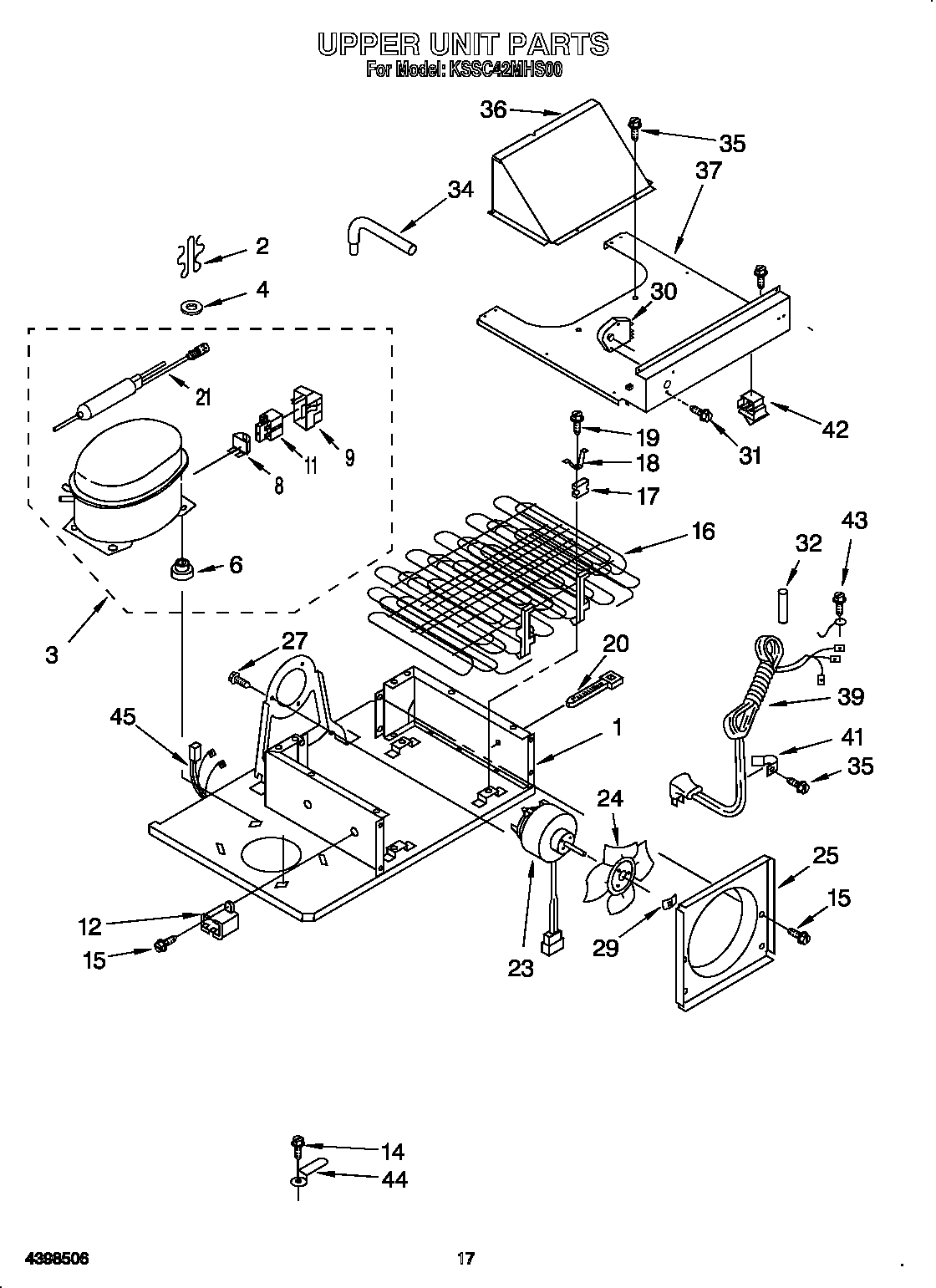 KitchenAid KSSC42MHS00 upper unit diagram