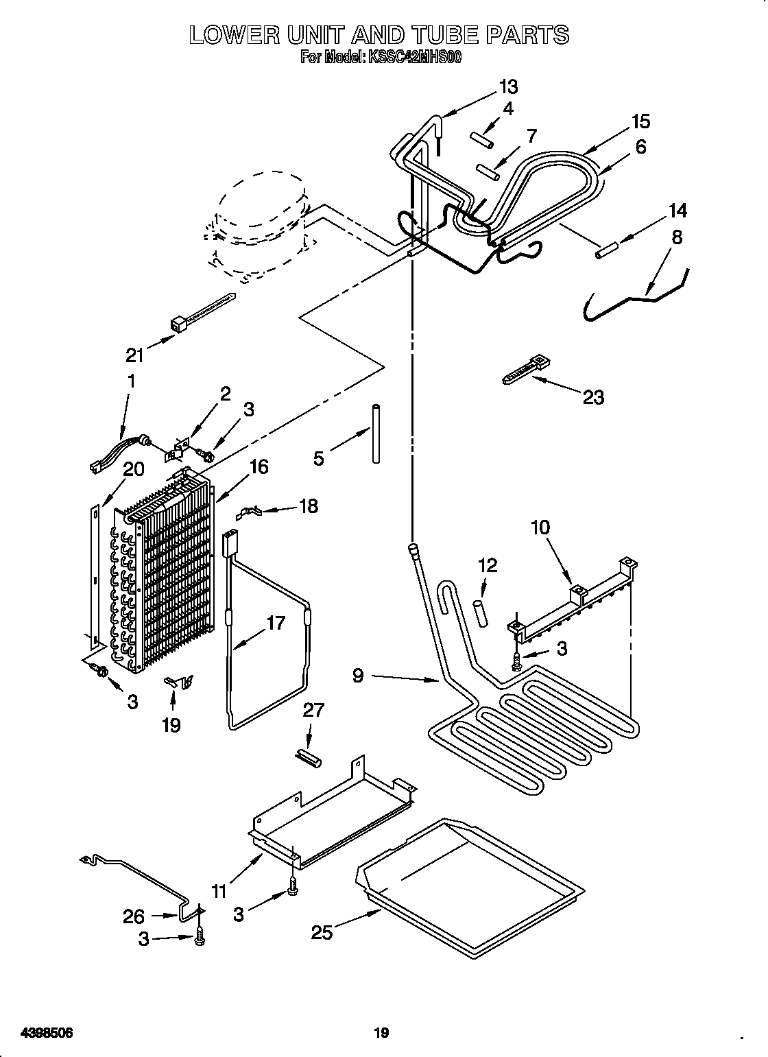 KitchenAid KSSC42MHS00 lower unit and tube diagram