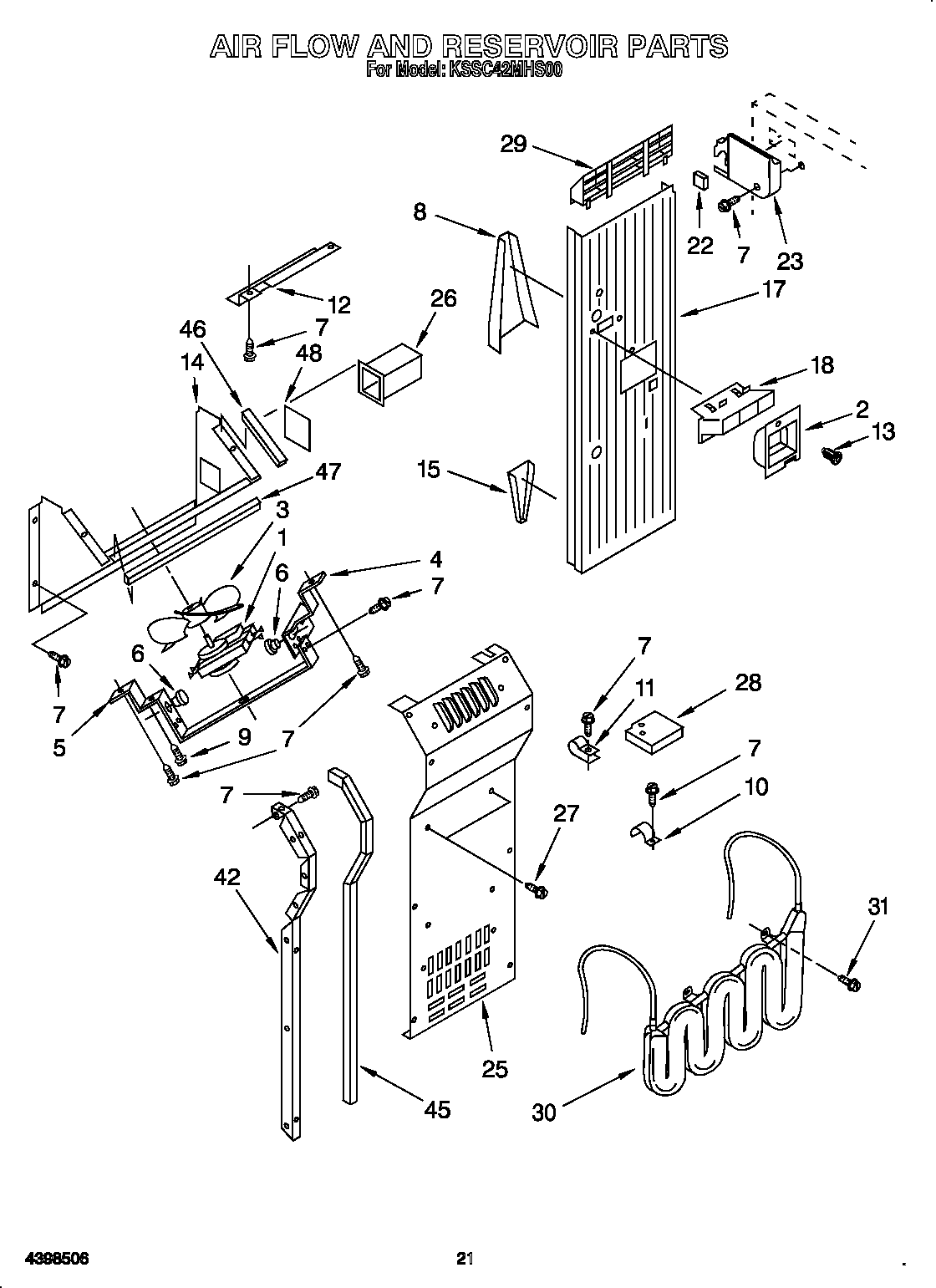 KitchenAid KSSC42MHS00 air flow and reservoir diagram