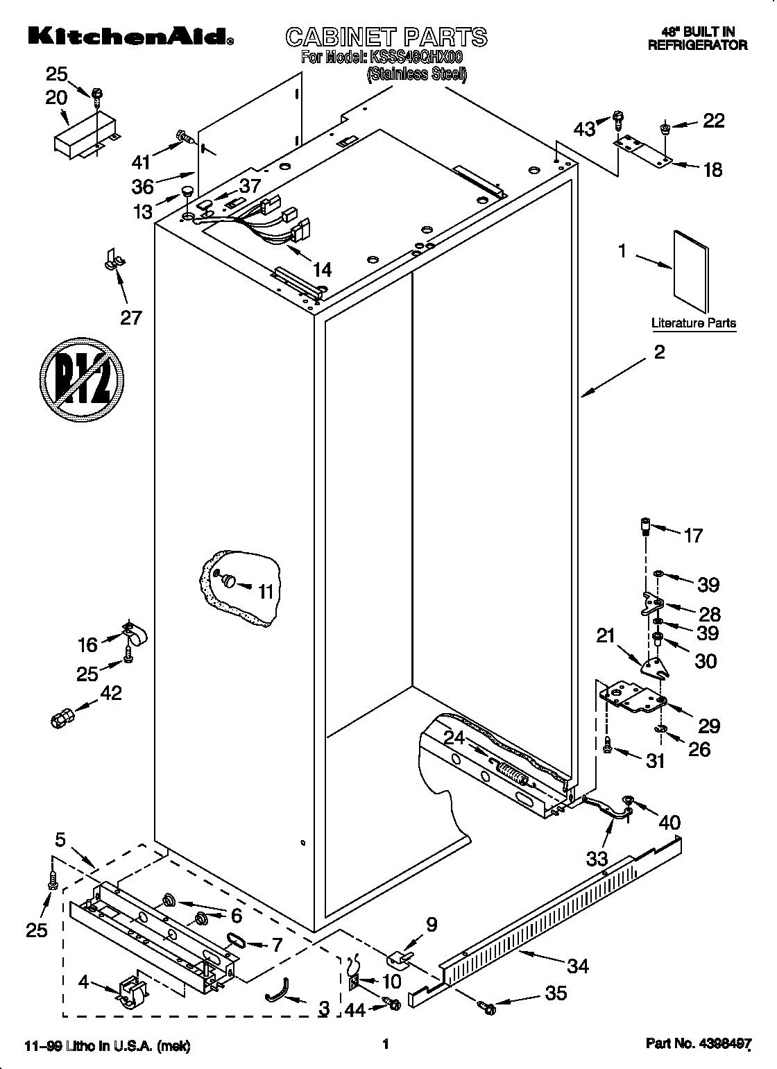KitchenAid KSSS48QHX00 cabinet diagram