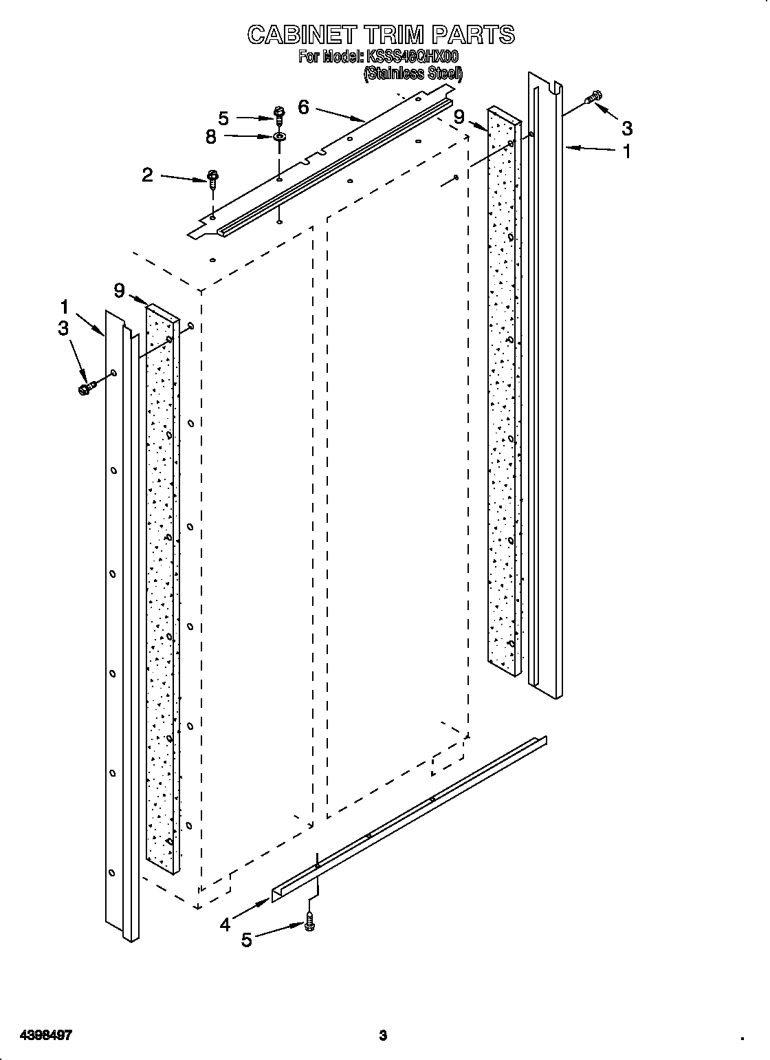 KitchenAid KSSS48QHX00 cabinet trim diagram