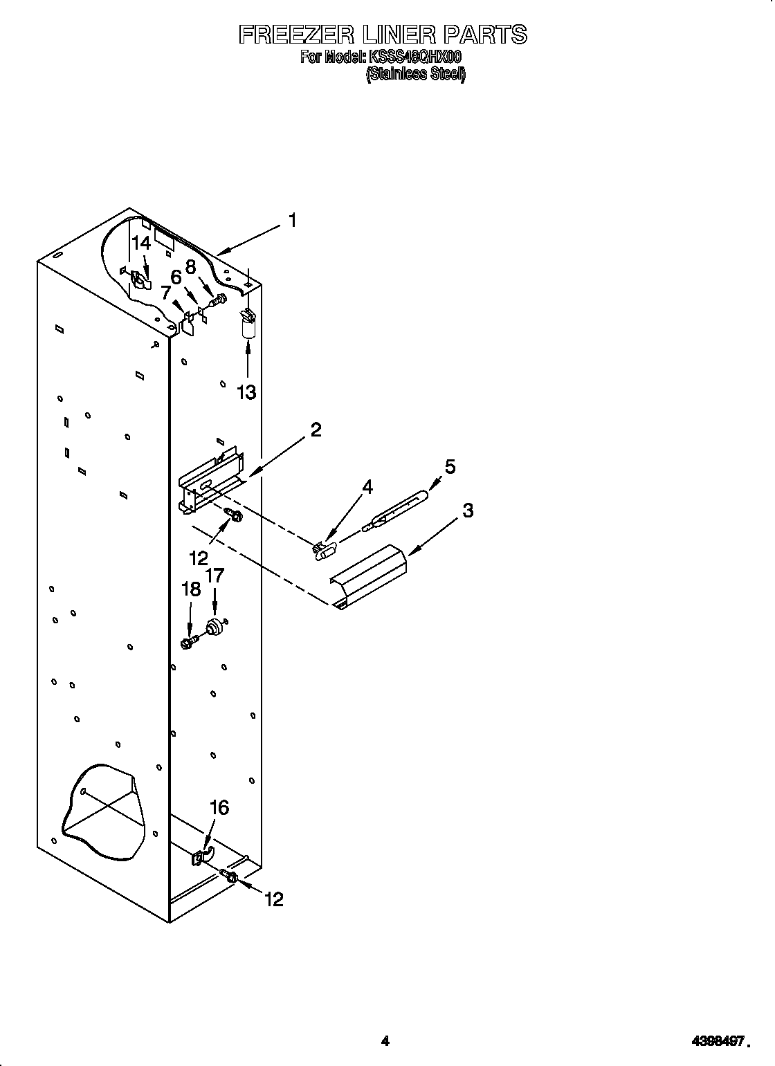 KitchenAid KSSS48QHX00 freezer liner diagram
