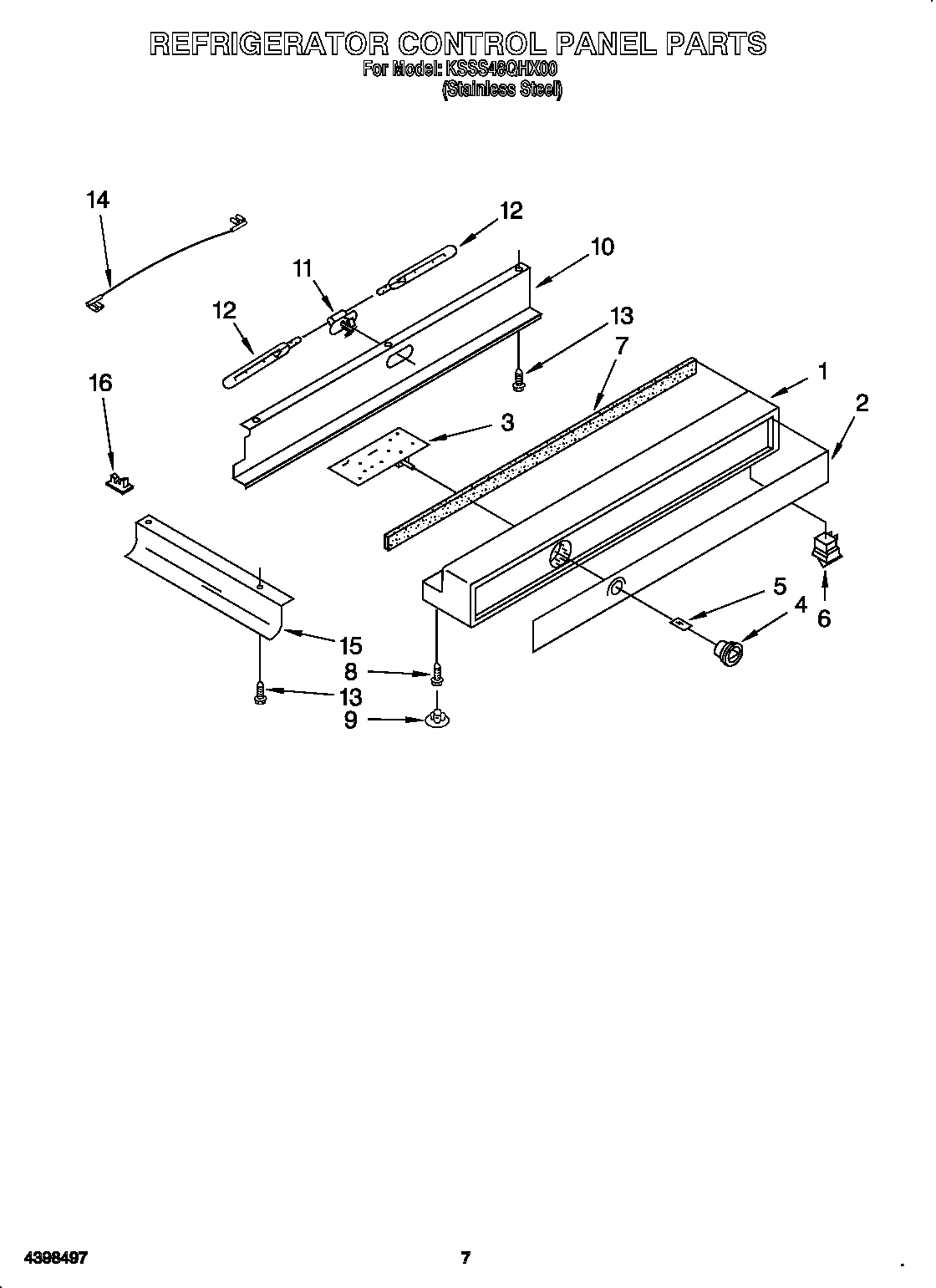 KitchenAid KSSS48QHX00 refrigerator control panel diagram