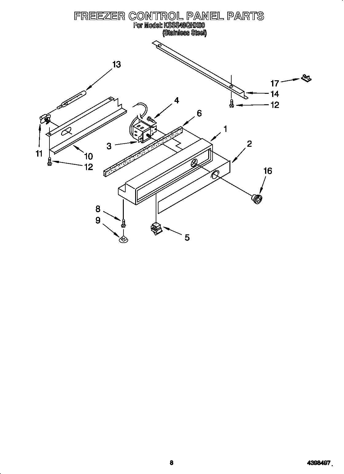 KitchenAid KSSS48QHX00 freezer control panel diagram
