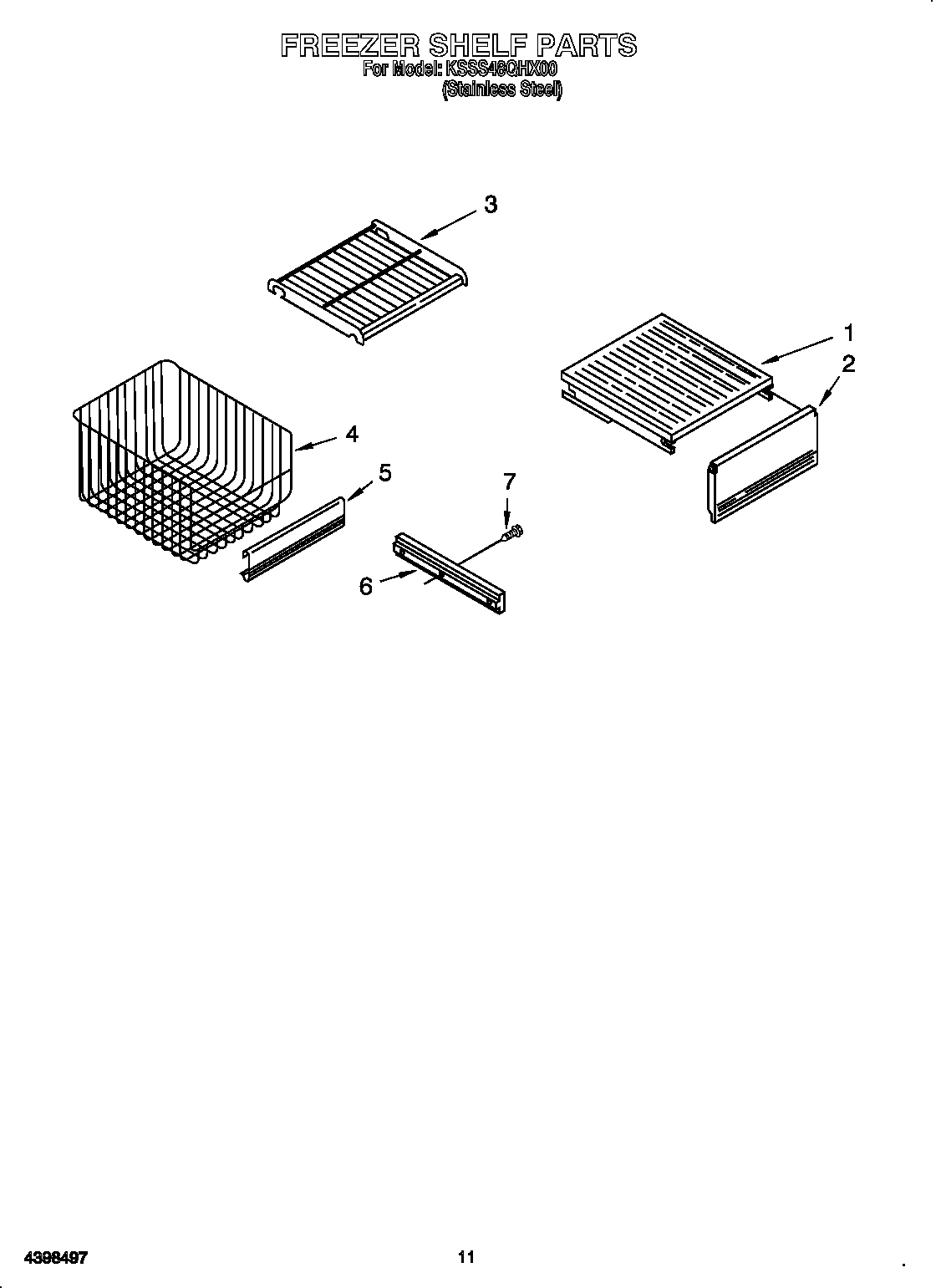 KitchenAid KSSS48QHX00 freezer shelf diagram