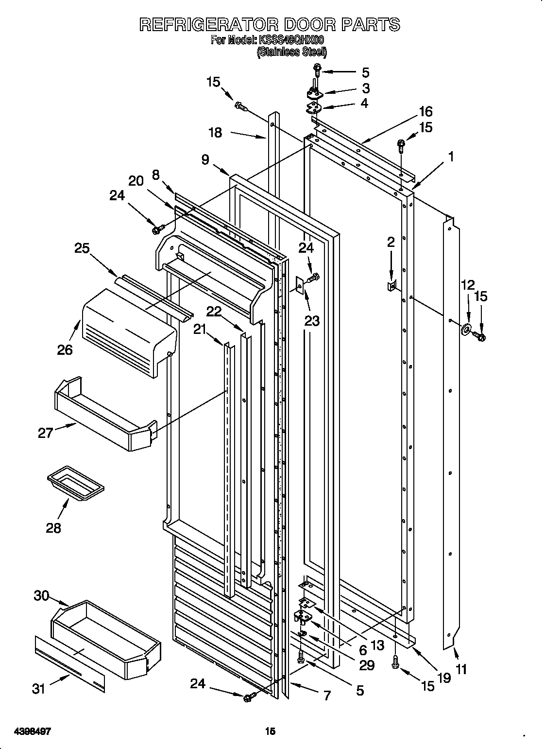 KitchenAid KSSS48QHX00 refrigerator door diagram