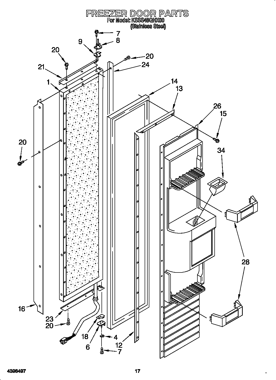 KitchenAid KSSS48QHX00 freezer door diagram