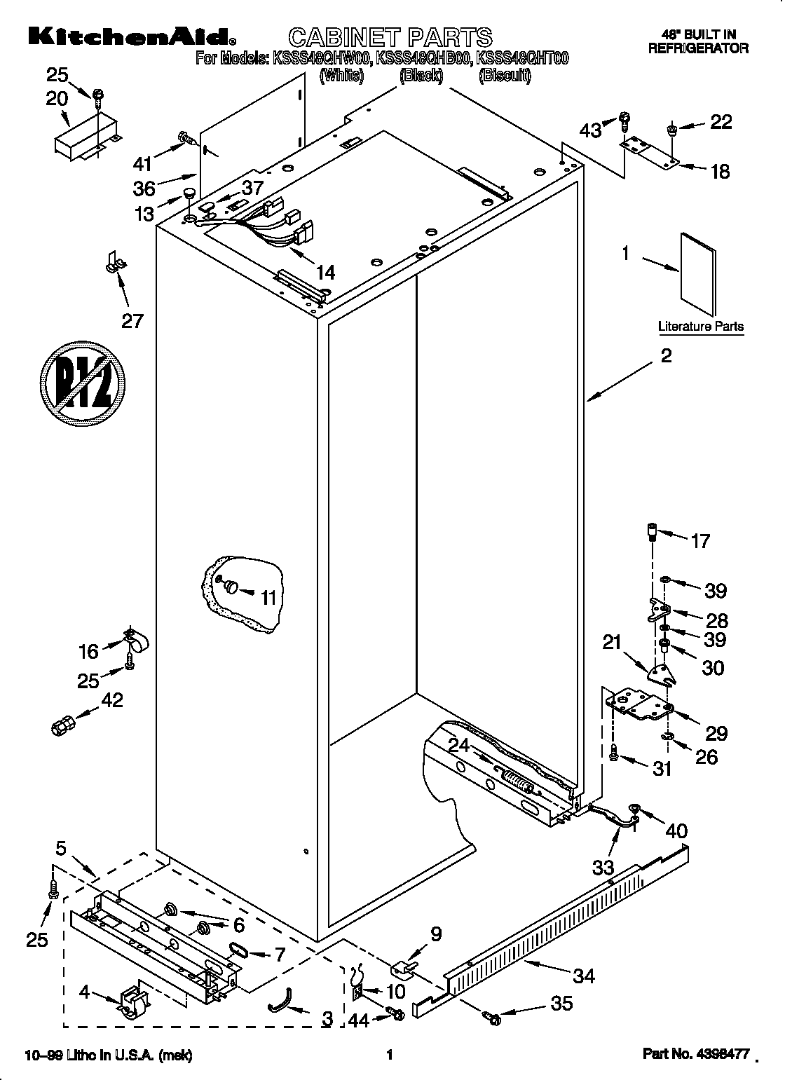 KitchenAid KSSS48QHT00 cabinet diagram