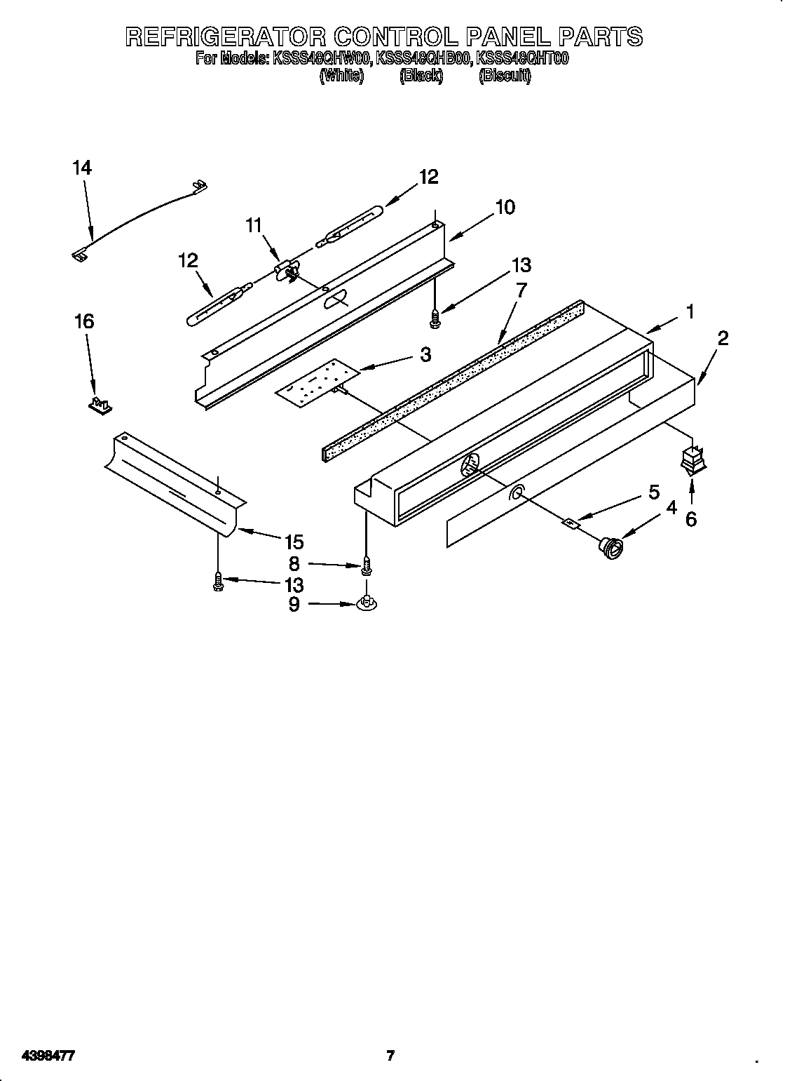 KitchenAid KSSS48QHT00 refrigerator control panel diagram
