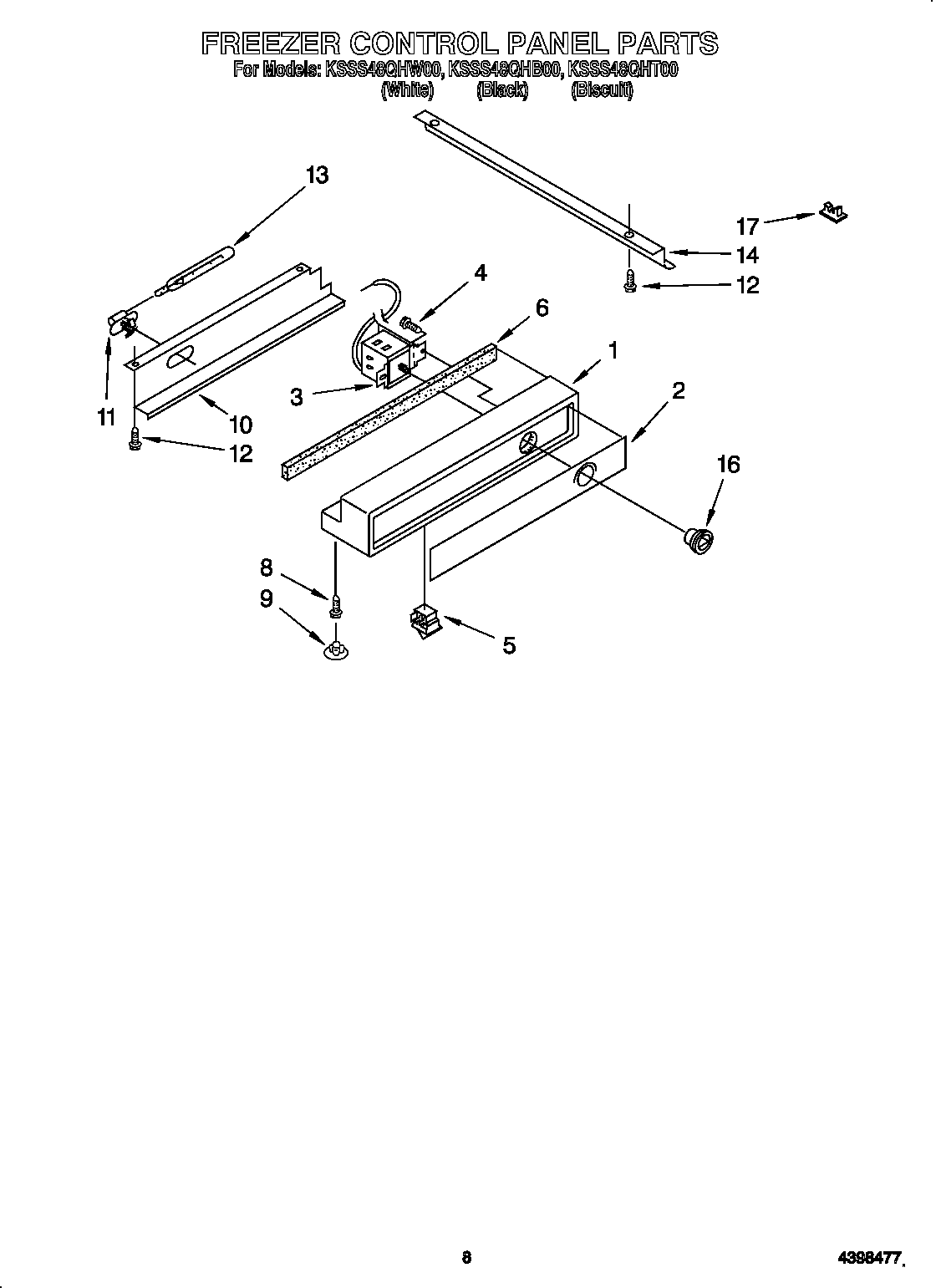 KitchenAid KSSS48QHT00 freezer control panel diagram