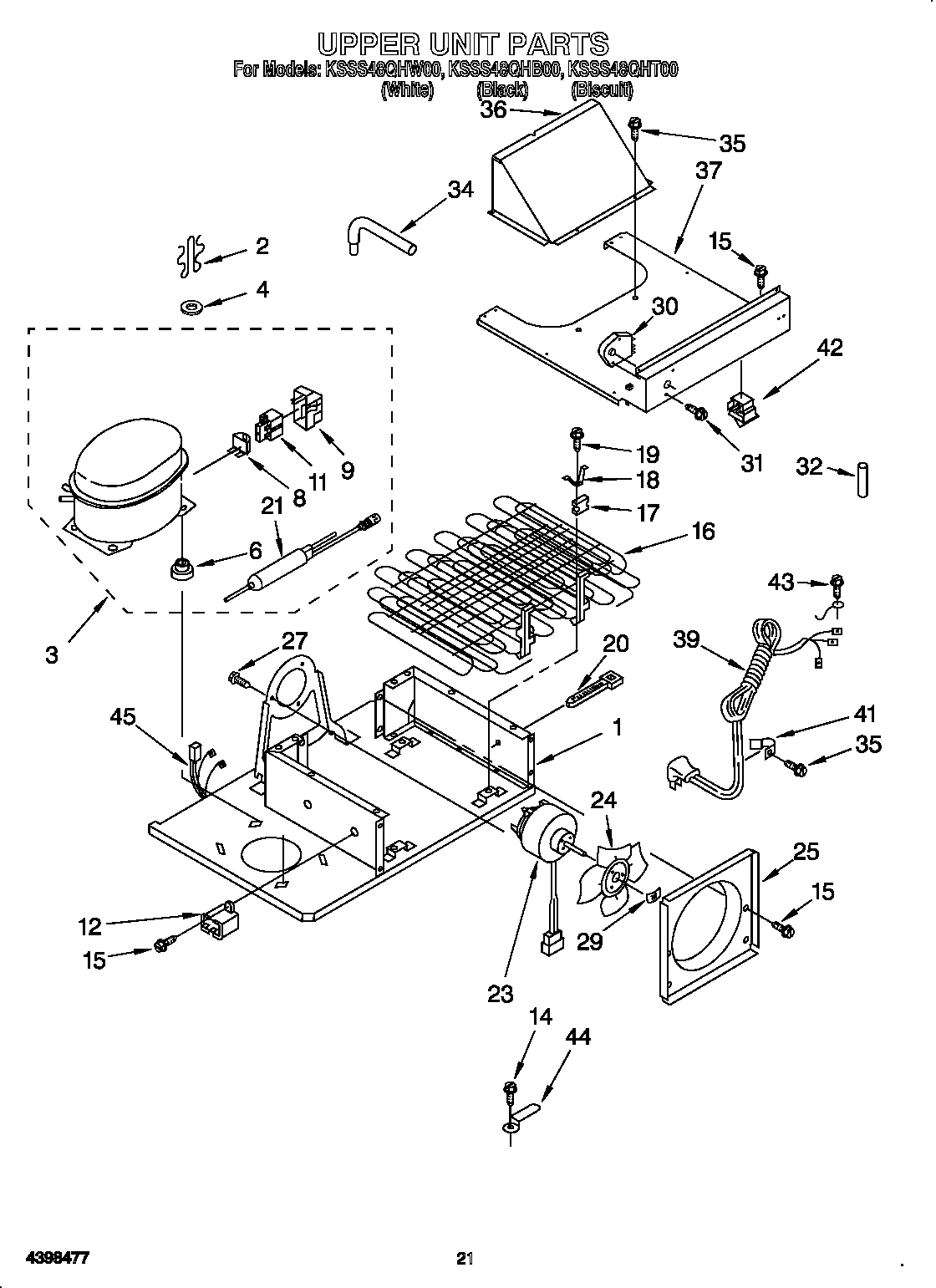 KitchenAid KSSS48QHT00 upper unit diagram