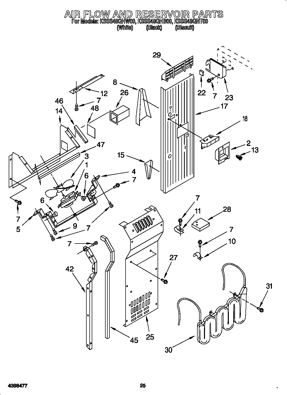 KitchenAid KSSS48QHT00 air flow and reservoir diagram