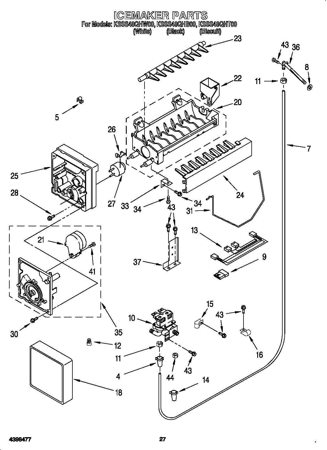KitchenAid KSSS48QHT00 ice maker diagram