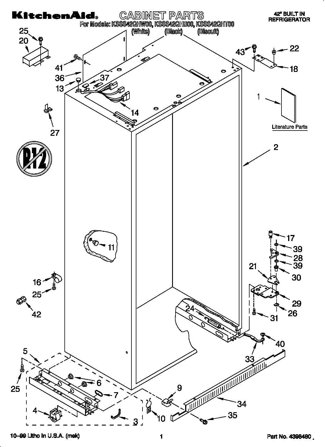 KitchenAid KSSS42QHT00 cabinet diagram