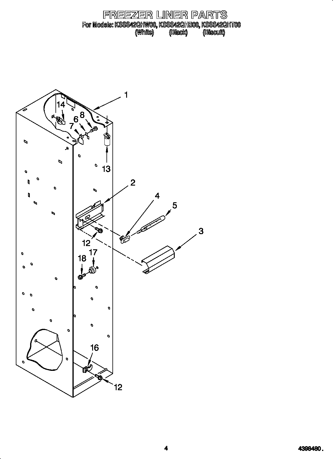 KitchenAid KSSS42QHT00 freezer liner diagram