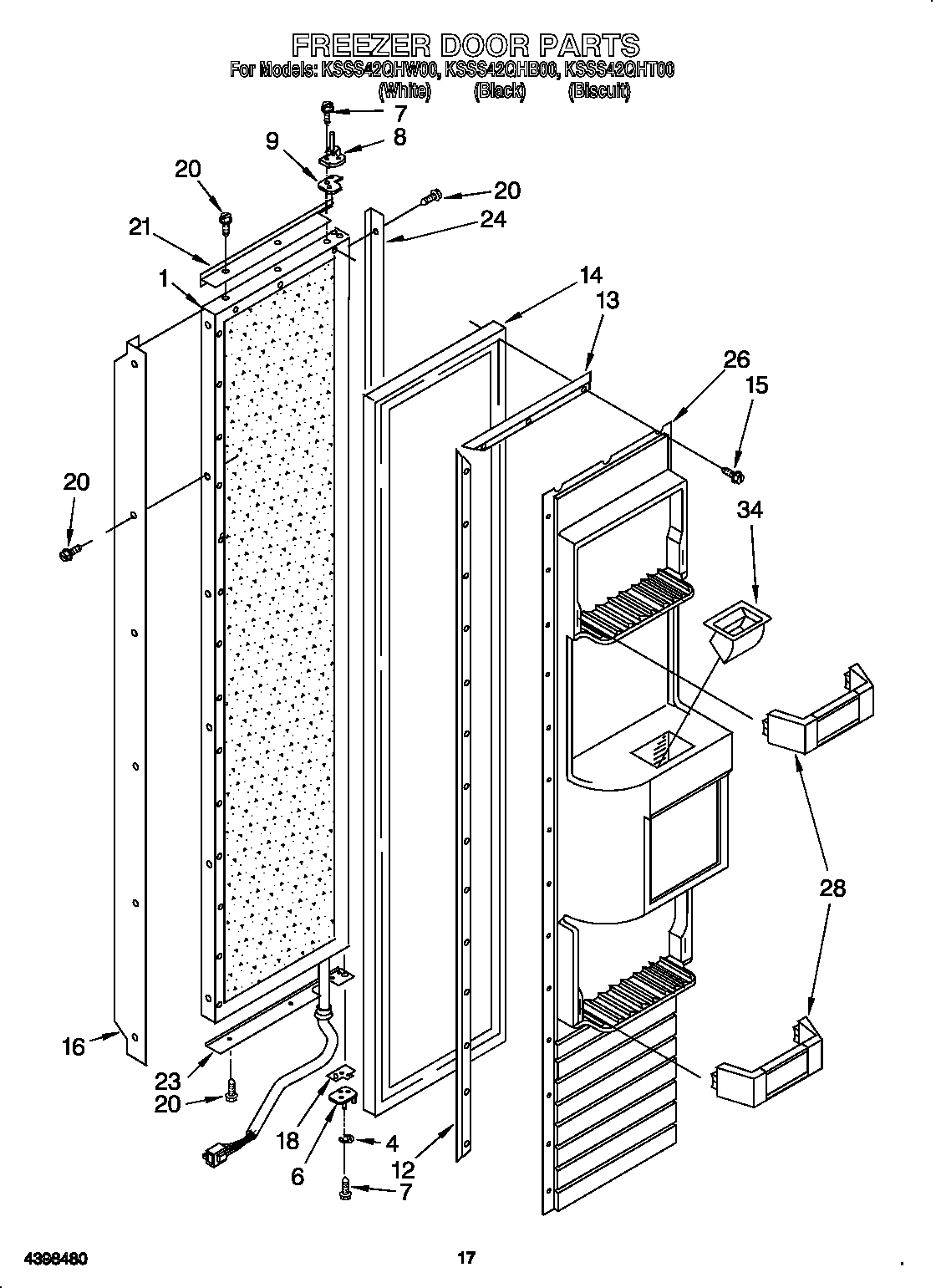 KitchenAid KSSS42QHT00 freezer door diagram