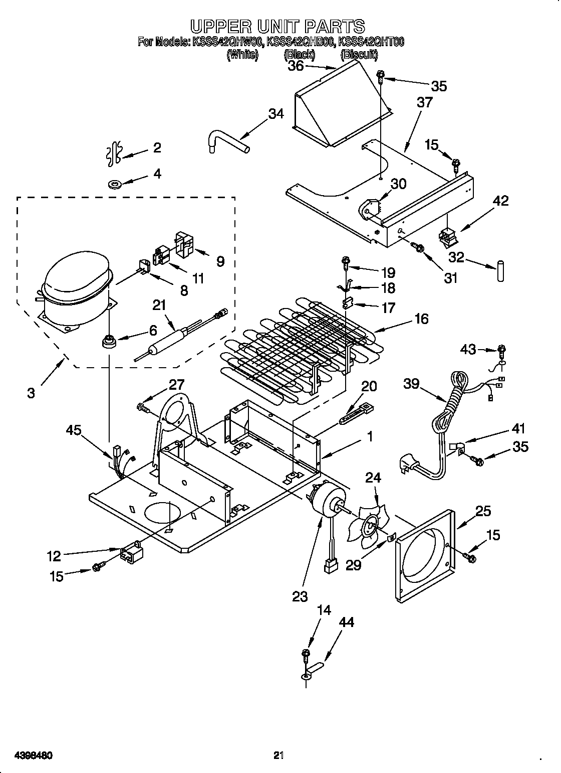 KitchenAid KSSS42QHT00 upper unit diagram