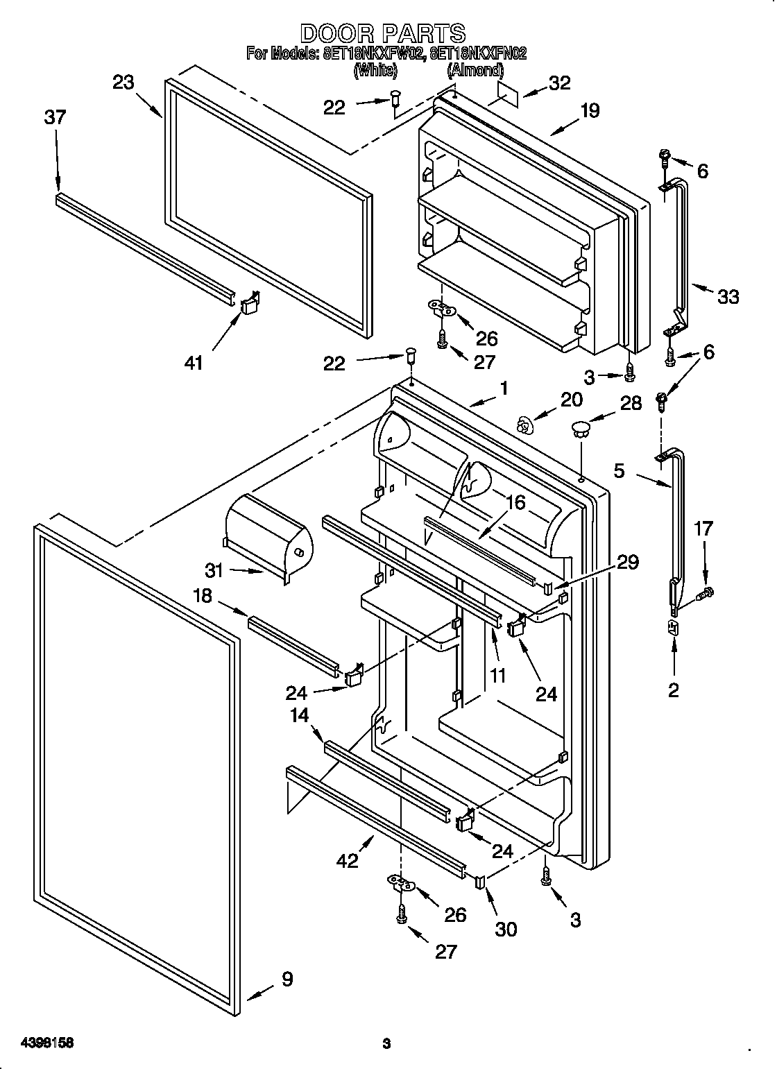 Whirlpool 8ET18NKXFW02 door diagram
