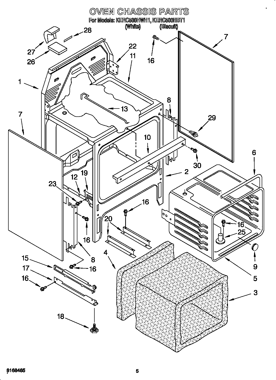 KitchenAid KERC500HBT1 oven chassis diagram