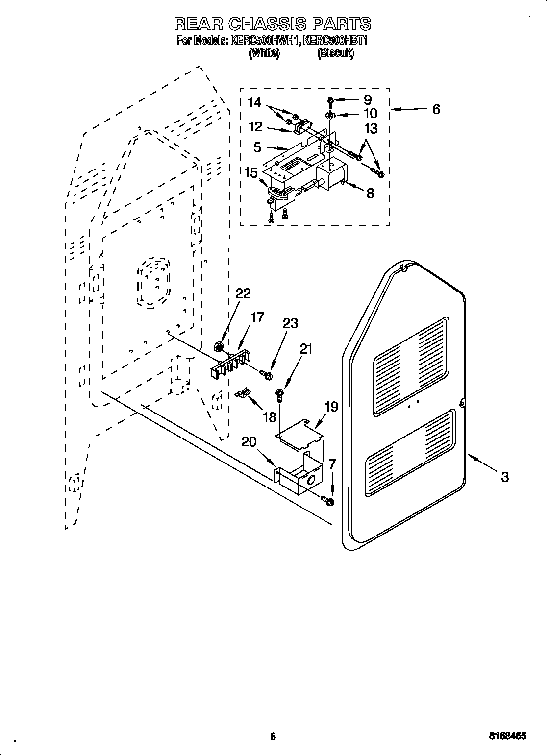 KitchenAid KERC500HBT1 rear chassis diagram