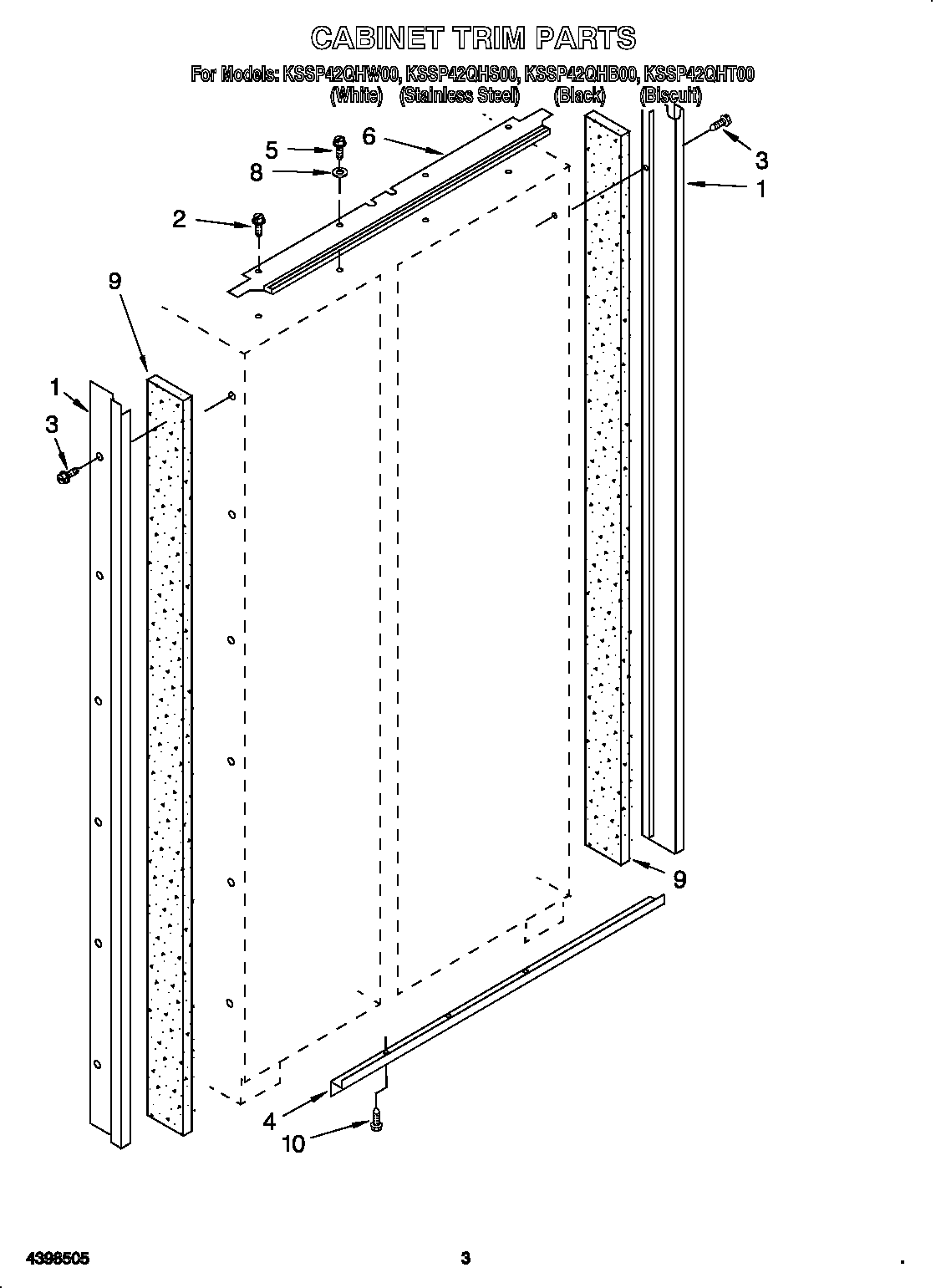 KitchenAid KSSP42QHS00 cabinet trim diagram