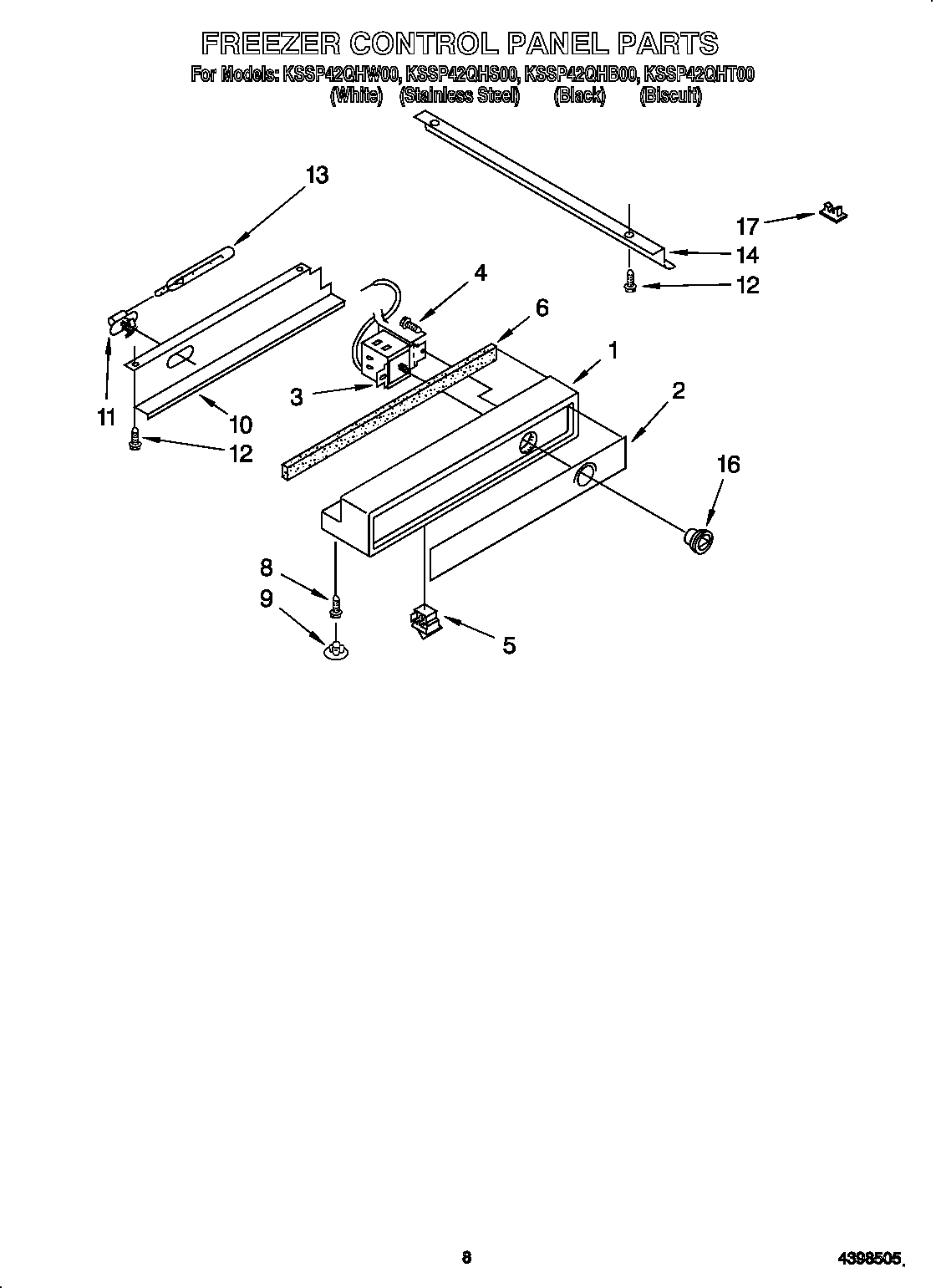 KitchenAid KSSP42QHS00 freezer control panel diagram