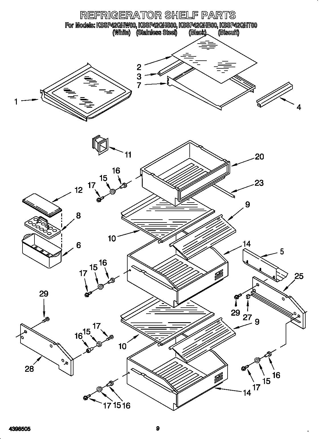 KitchenAid KSSP42QHS00 refrigerator shelf diagram