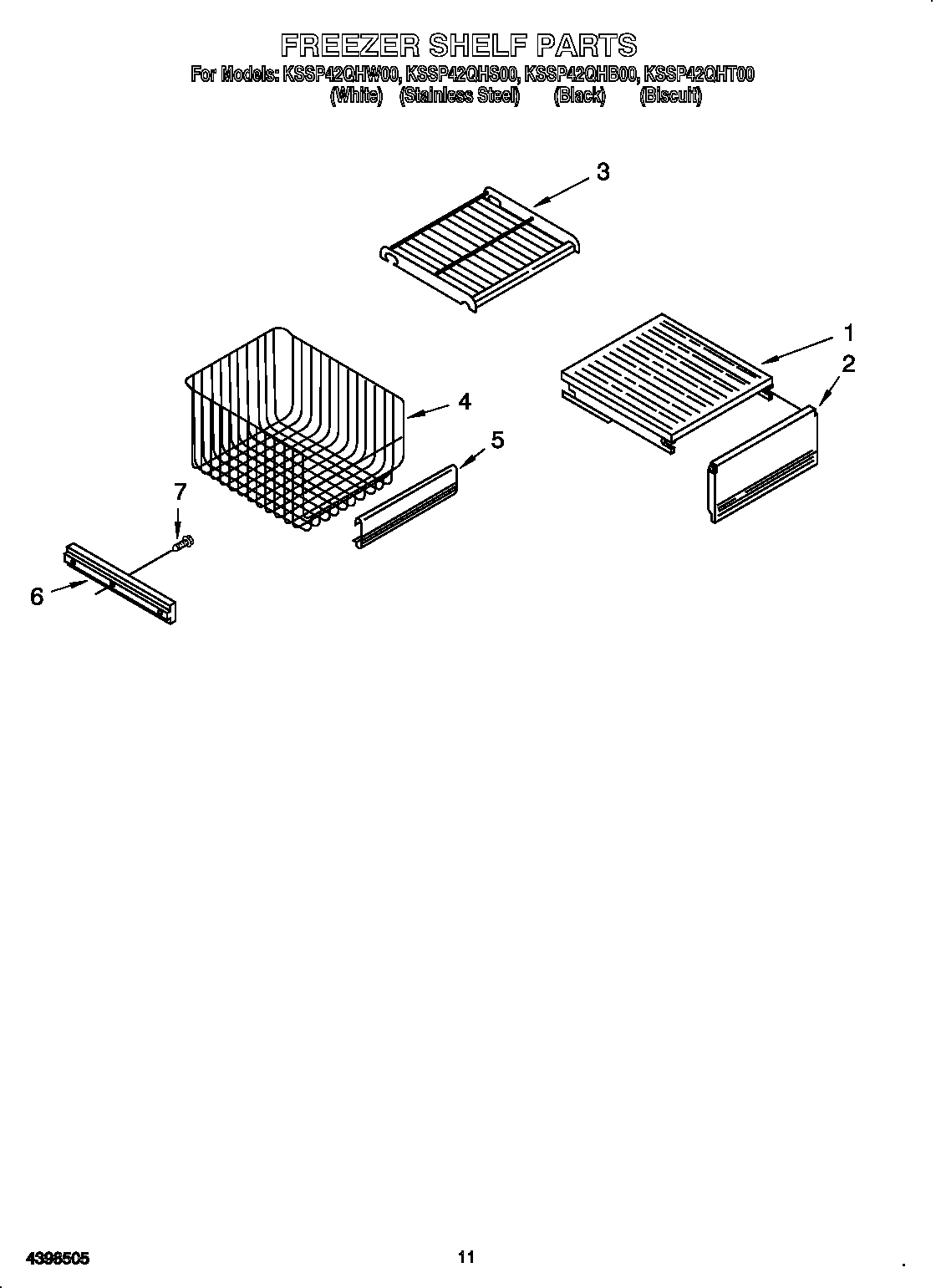 KitchenAid KSSP42QHS00 freezer shelf diagram