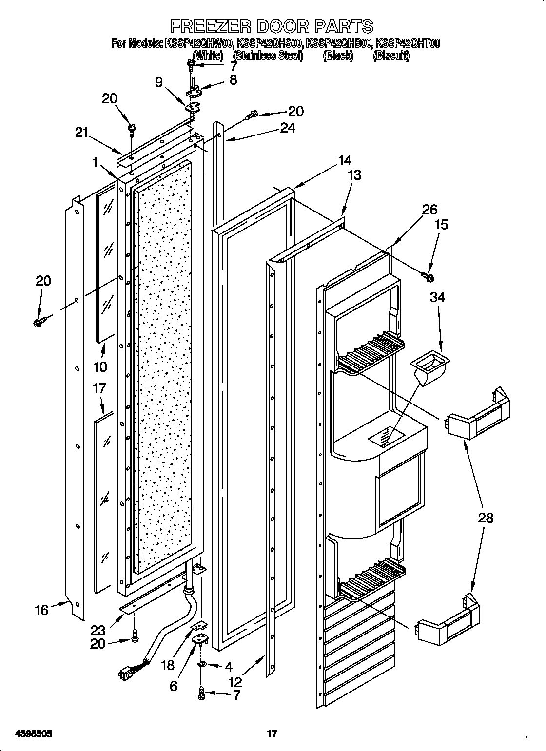 KitchenAid KSSP42QHS00 freezer door diagram