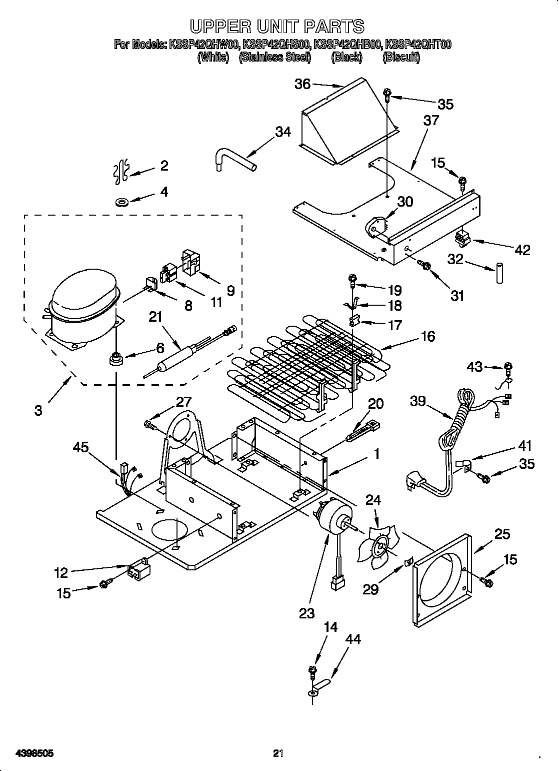 KitchenAid KSSP42QHS00 upper unit diagram