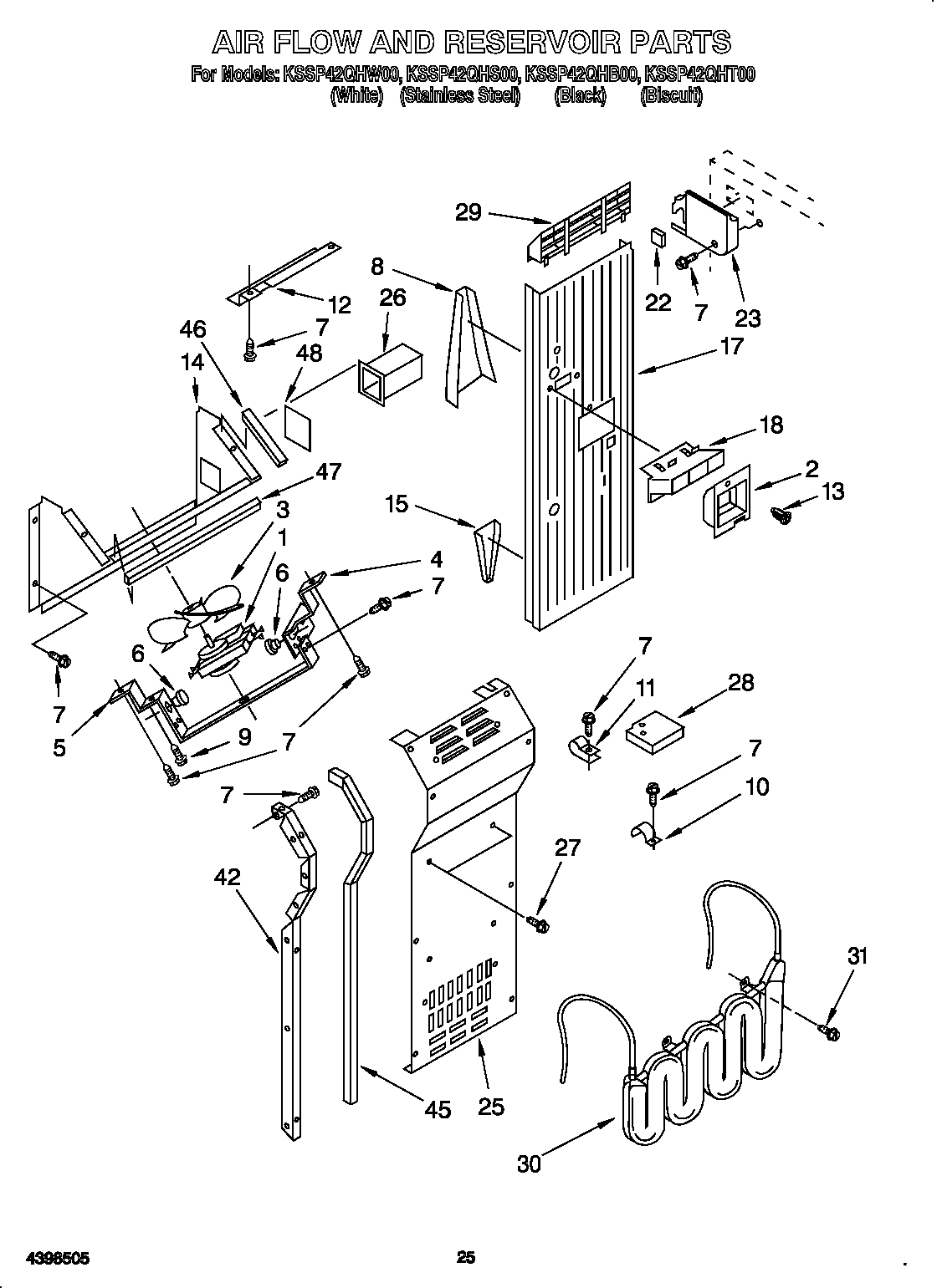 KitchenAid KSSP42QHS00 air flow and reservoir diagram