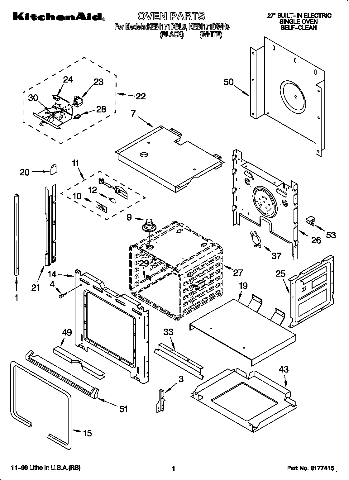 KitchenAid KEBI171DBL8 oven diagram
