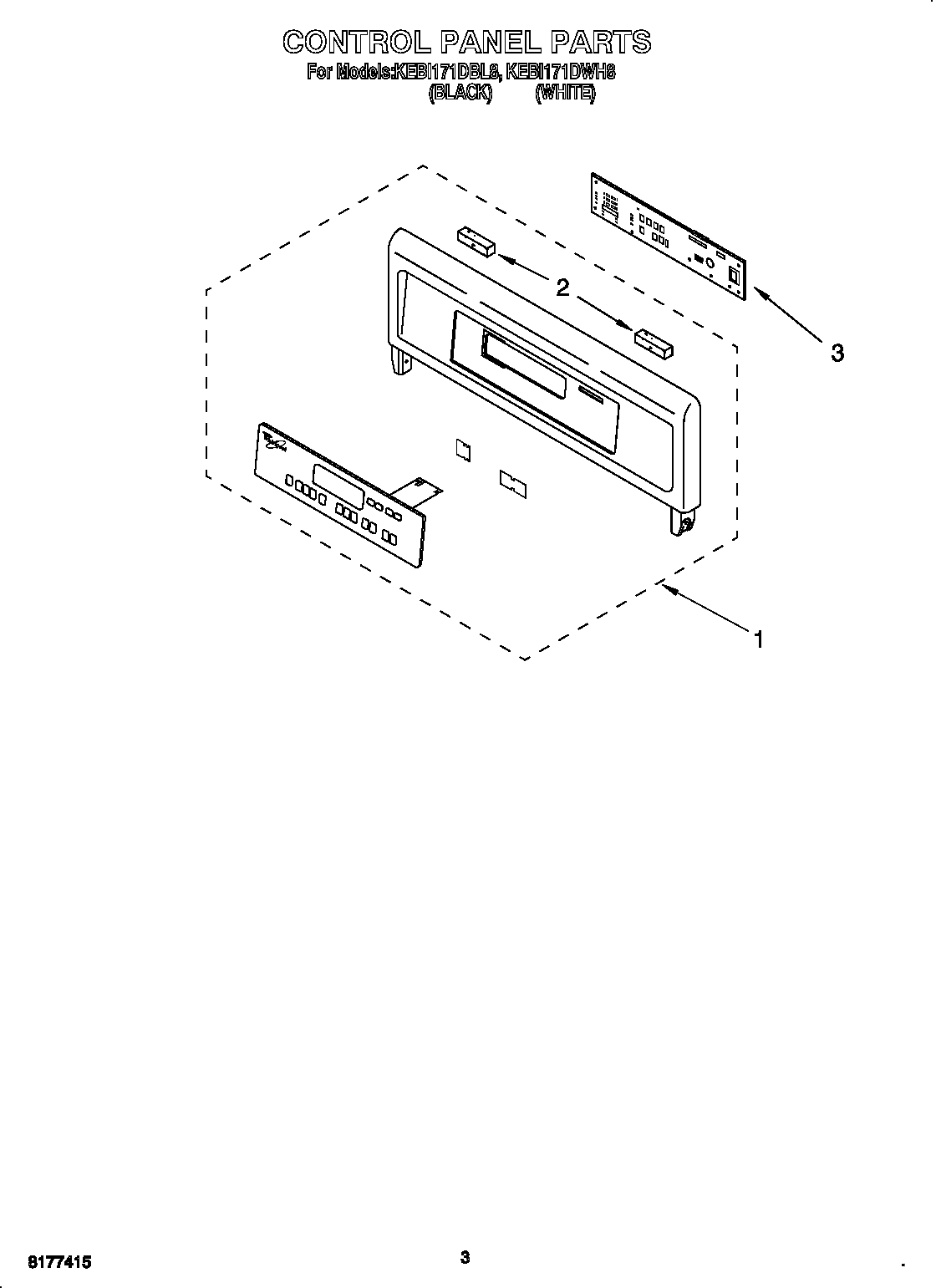 KitchenAid KEBI171DBL8 control panel diagram