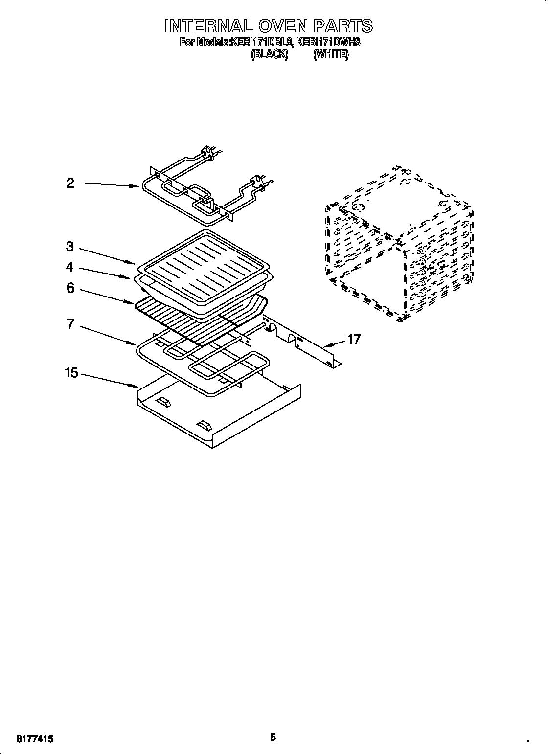KitchenAid KEBI171DBL8 internal oven diagram