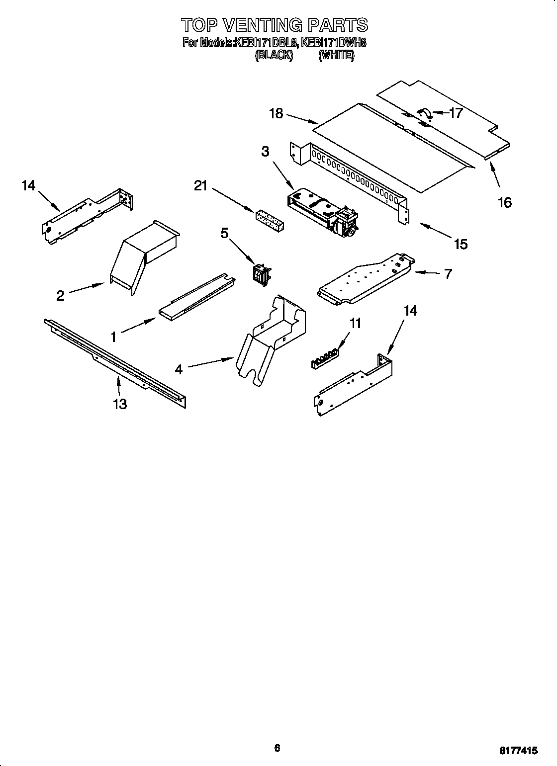 KitchenAid KEBI171DBL8 top venting diagram