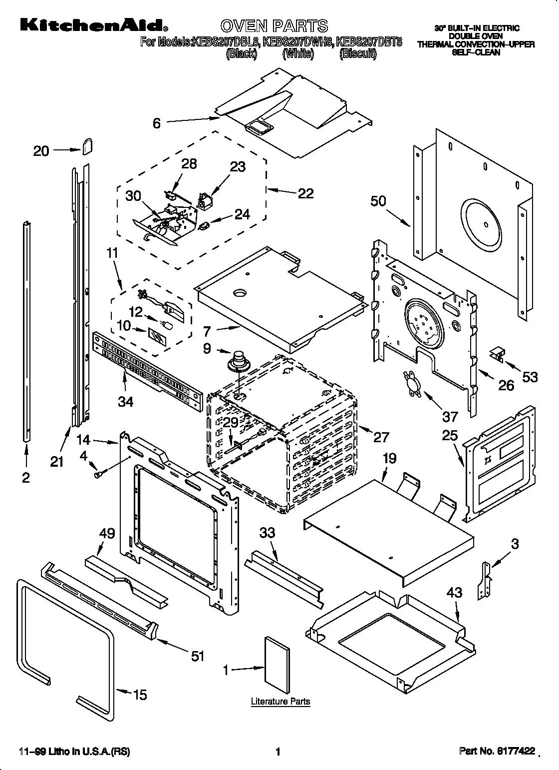 KitchenAid KEBS207DBL8 oven diagram
