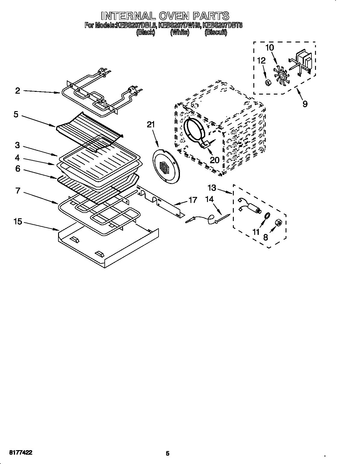 KitchenAid KEBS207DBL8 internal oven diagram