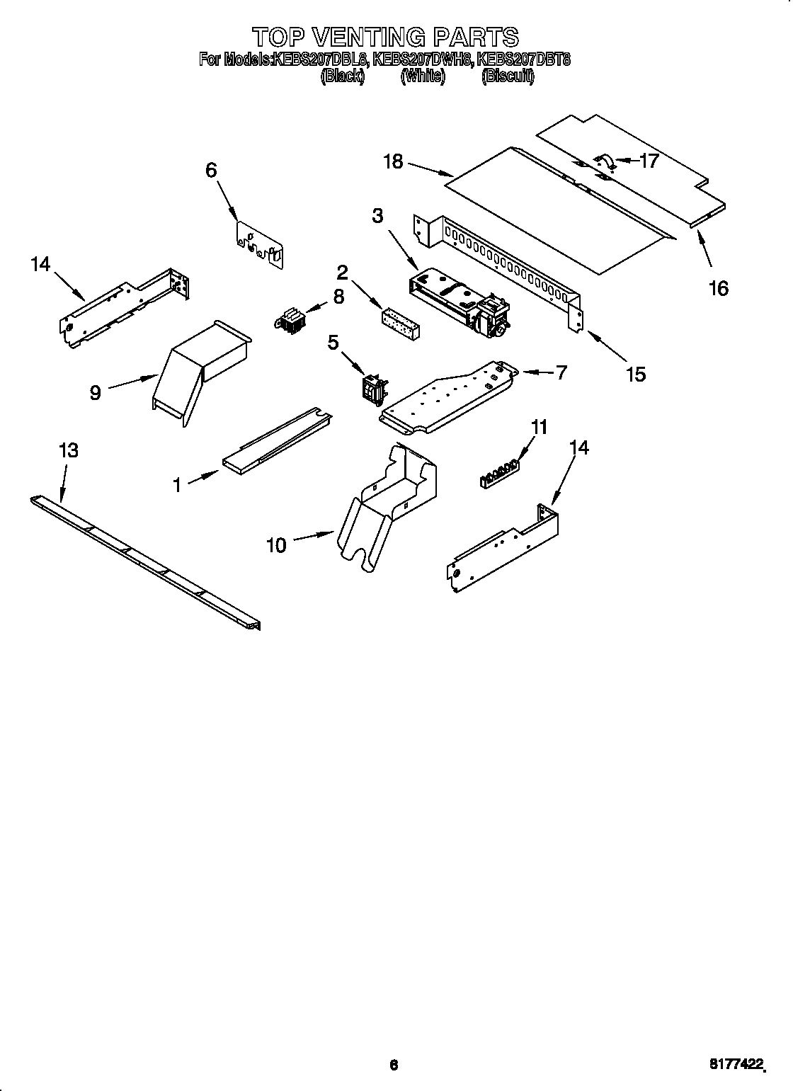 KitchenAid KEBS207DBL8 top venting diagram