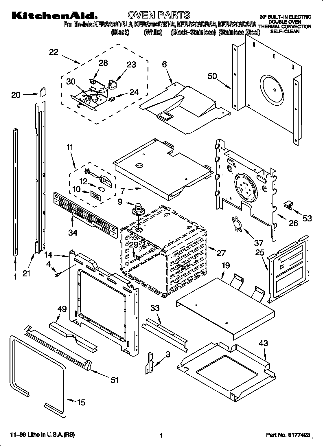 KitchenAid KEBS208DBL8 oven diagram