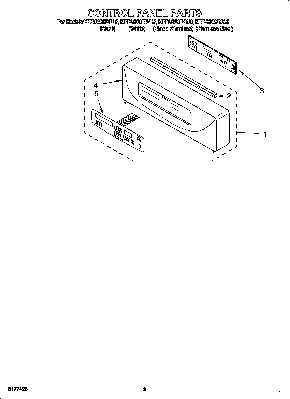 KitchenAid KEBS208DBL8 control panel diagram