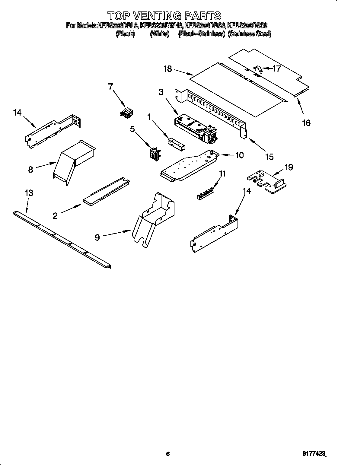 KitchenAid KEBS208DBL8 top venting diagram