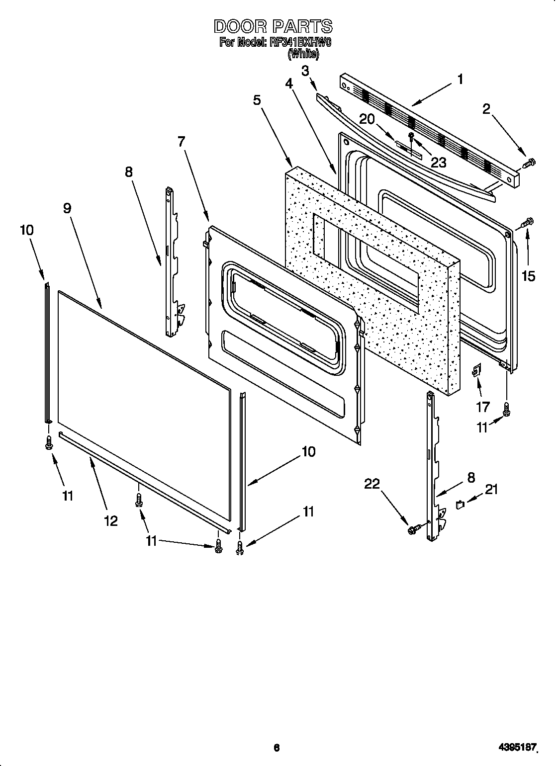 Whirlpool RF341BXHW0 door diagram
