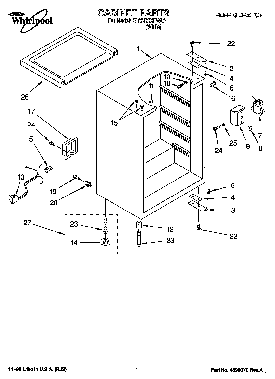 Whirlpool EL05CCXFW00 cabinet diagram