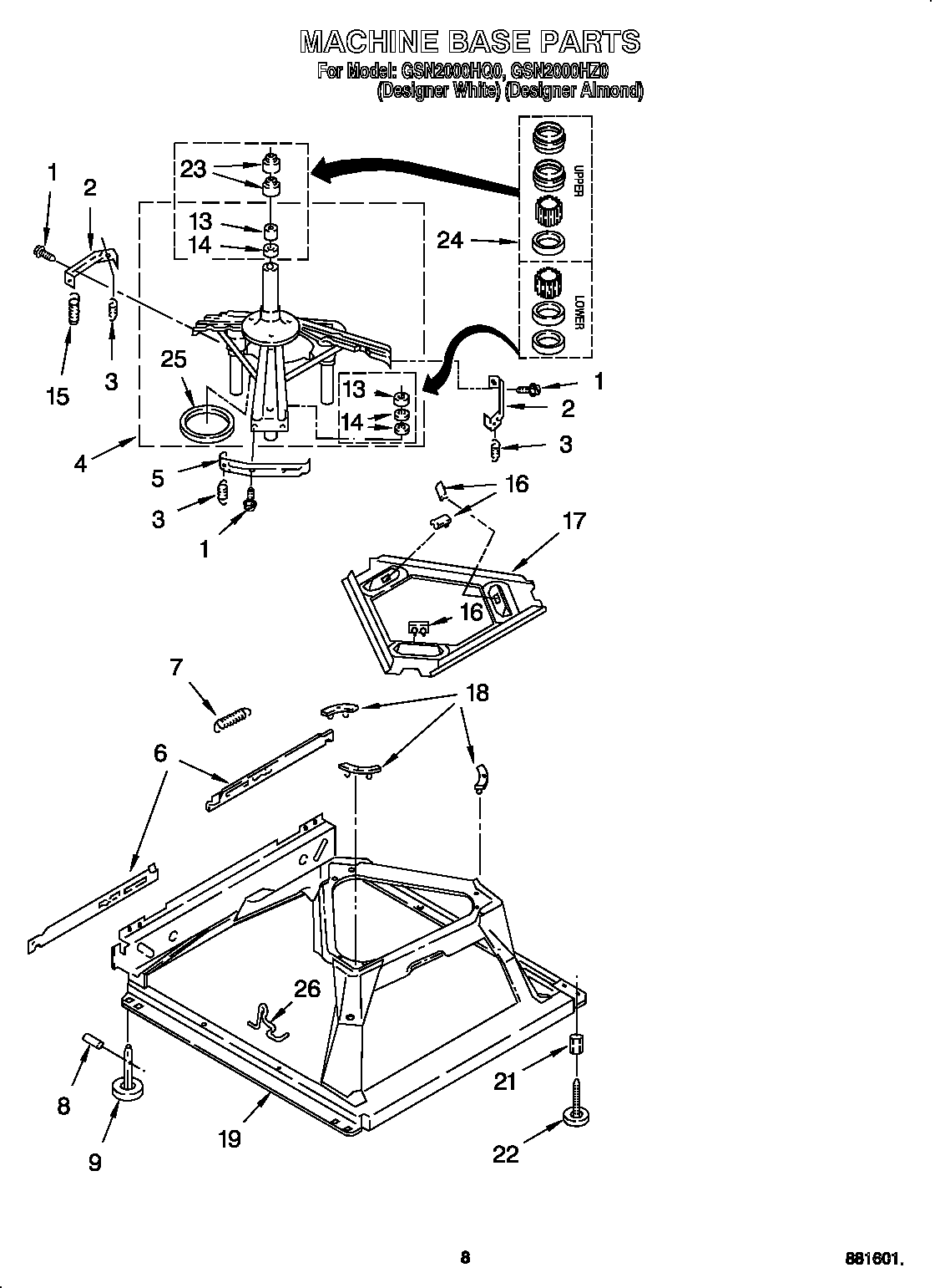 Whirlpool GSN2000HQ0 machine base diagram
