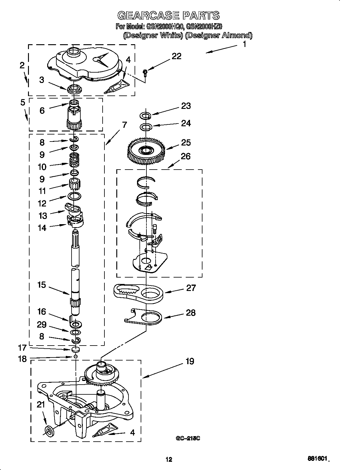 Whirlpool GSN2000HQ0 gearcase diagram