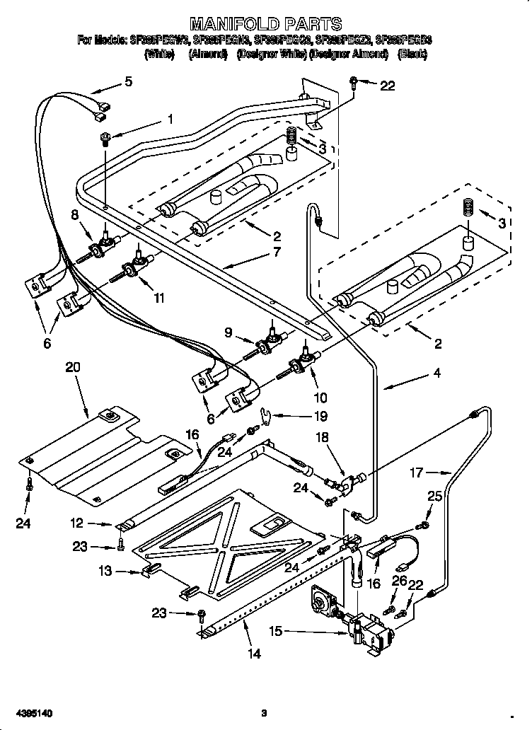 Whirlpool SF385PEGB3 manifold diagram