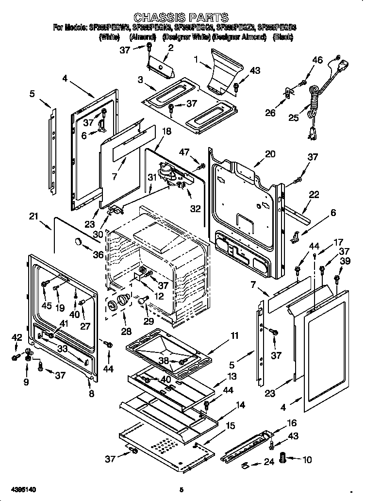 Whirlpool SF385PEGB3 chassis diagram
