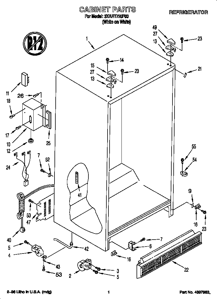 Whirlpool 3XART720F00 cabinet diagram