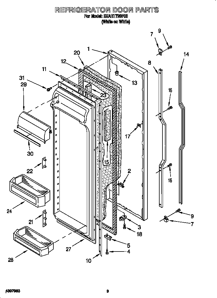 Whirlpool 3XART720F00 refrigerator door diagram
