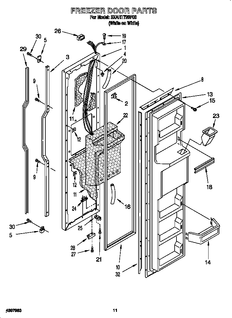 Whirlpool 3XART720F00 freezer door diagram